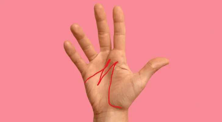 Illustration des lignes de la main en forme de M