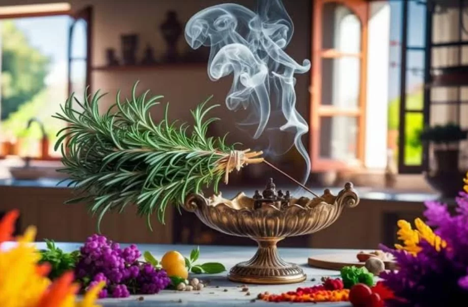 Purification de l'air par combustion du romarin