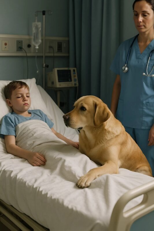 Chien et enfant à l'hôpital