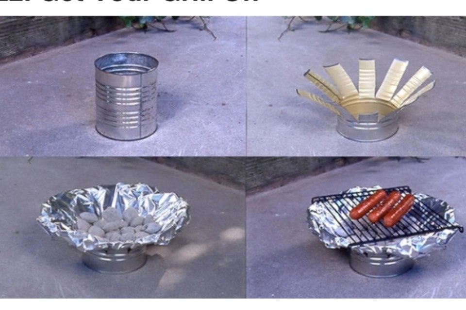 Barbecue miniature fabriqué avec une canette