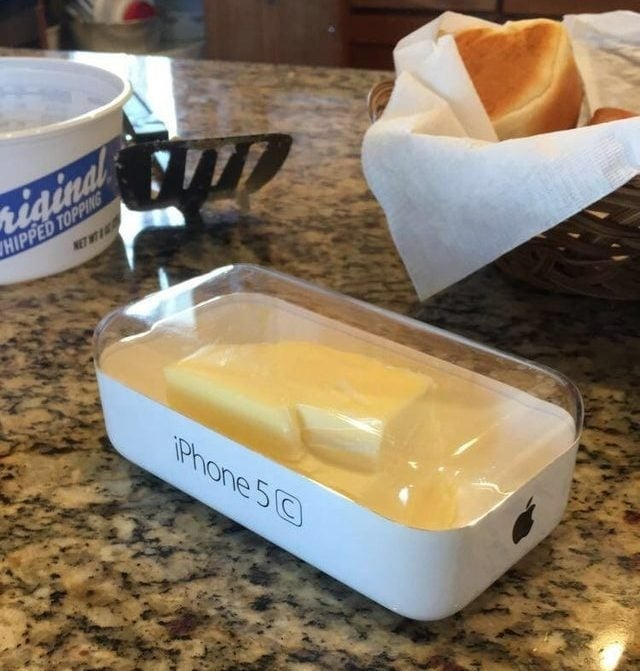 Beurrier fabriqué à partir d'un support de téléphone