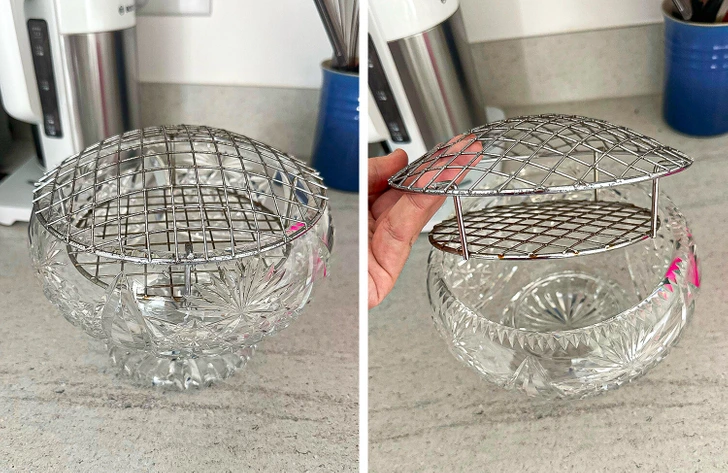 Vase avec grille intégrée pour fleurs