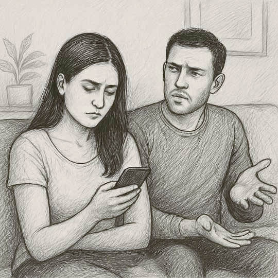 Couple discutant calmement dans un cadre intimiste