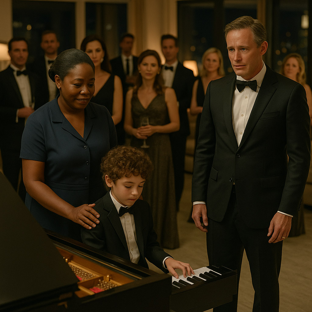 Clément jouant du piano lors de la réception