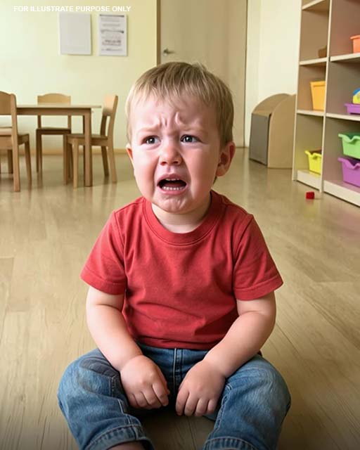 Une petite fille triste regarde par la fenêtre