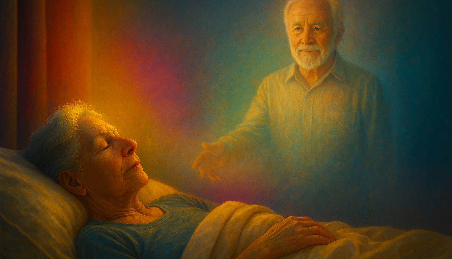 Femme âgée les yeux fermés, semblant vivre un rêve intense