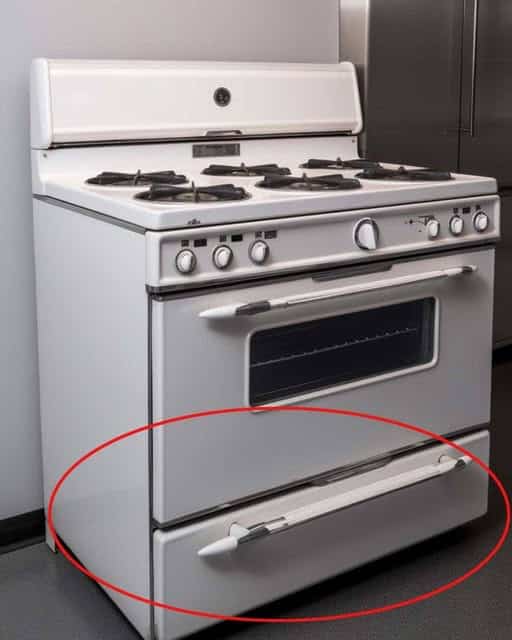 Tiroir de cuisinière ouvert montrant son utilisation