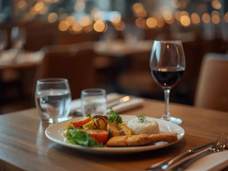 Assiette généreuse et équilibrée, vue de dessus