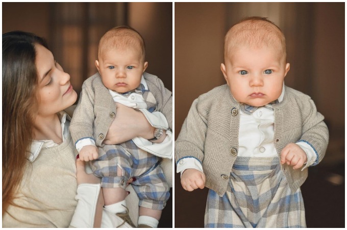 Bera tenant tendrement son fils aîné Beruka, qui a de grands yeux bleus